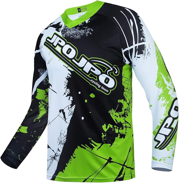 JPOJPO Men's Mountain Bike Jersey Long Sleeve MTB Off-Road Racing Downhill Motocross Shirts Quick Dry&Moisture-Wicking Tops