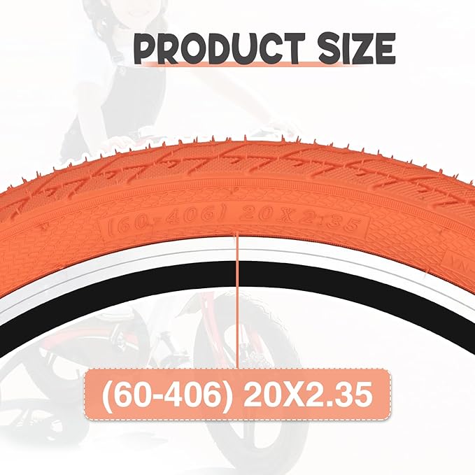 ZUKKA 20 x 2.35 Bike Tire 1/2 Pack 20 inch x 2.35 BMX Bike Tire Folding Replacement Tire for MTB Mountain Bike, BMX Bicycle Commuter Bike