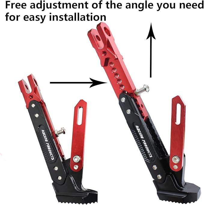 Universal Motorcycle Kickstand Adjustable Foot Side Support Parking Kickstand for Electric Motorbike Parking Foot Side Support Stand (Red)