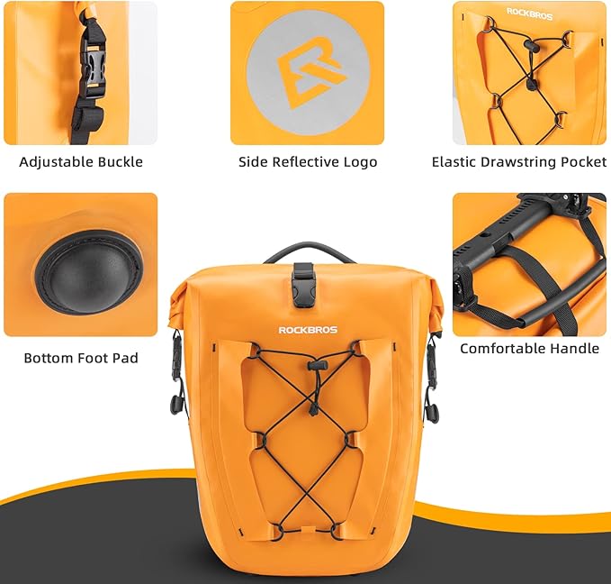 ROCKBROS Bike Panniers Waterproof Bike Rear Rack Bag Max 30L Large Capacity Bike Rear Panniers for Cycling Traveling Commuting 1 Pack