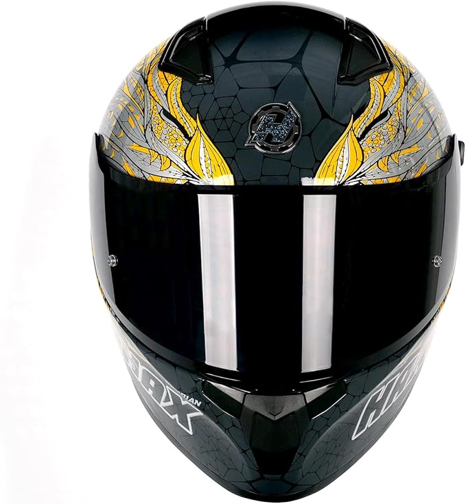 HAX Obsidian Full Face Dual Visor Adult Motorcycle Helmet for Motorbike Street Bike with Pinlock Ready DOT Approved Slayer Gold XXL