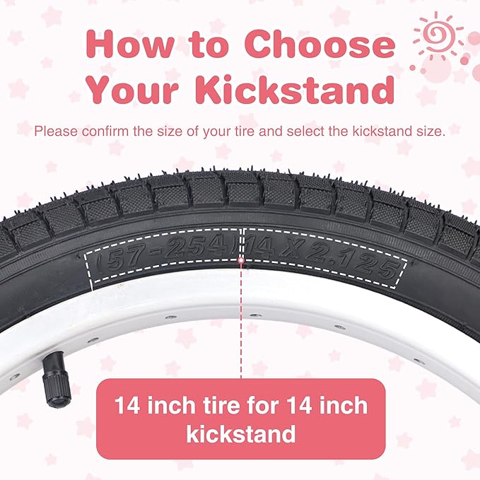 ZUKKA Bike Kickstand 14 Inch for Kids Bike Adjustable Aluminum Alloy Kickstand for Bicycles with Anti-Slip Pad for Kids Bike Universal Fit for Mountain Road Bikes