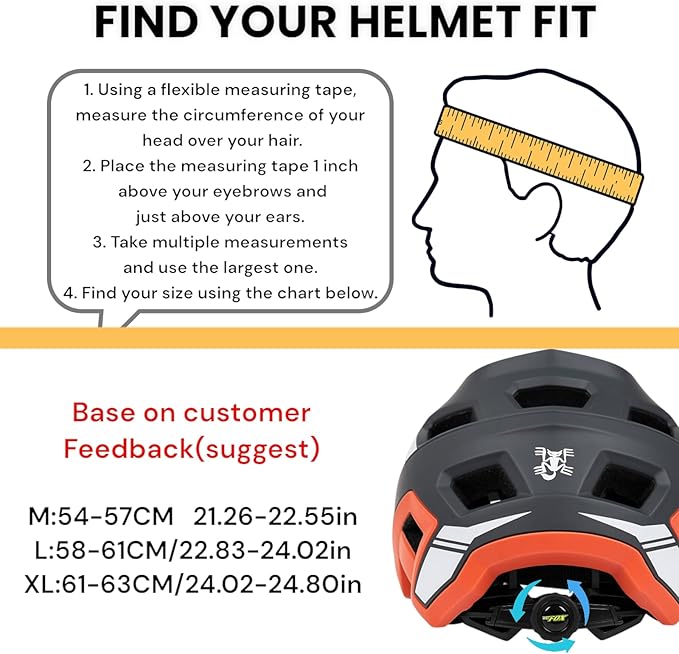 BATFOX Bike Helmet,Mountain Bike Helmet Helmets for Men Women Adults Youth