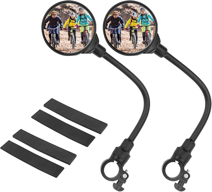 HOMEE Bike Mirror, 2 Pack Rear View Mirror 360°Rotatable Shockproof Adjustable Handlebar Bicycle Rearview Mirrors for Mountain Road Bike Electric Bicycle