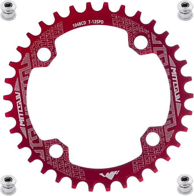 YBEKI Pro-Grade 104BCD Chainring (30-52T) CNC 7075-T6 Aluminum Narrow-Wide MTB/Road Round Oval Bike Chainwheel | Shimano/SRAM 8-11 Speed Compatible | 573MPa Strength(Black/Red/Blue)