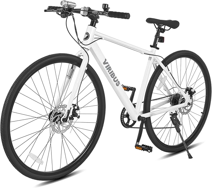 VIRIBUS Hybrid Bikes, 28 inch Mens Hybrid Bicycle 7 Speed with Lightweight Aluminum Frame & Disc Brakes, 700C Retro Vintage Adult Bike for Tall Men & City Commuters, 85% Pre-Assembled