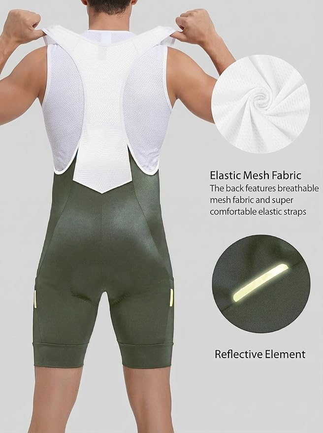 qualidyne Cycling Bibs Men, 4D Padded Road Bike Bib Shorts with Pockets, Biking Bicycle Shorts UPF50+