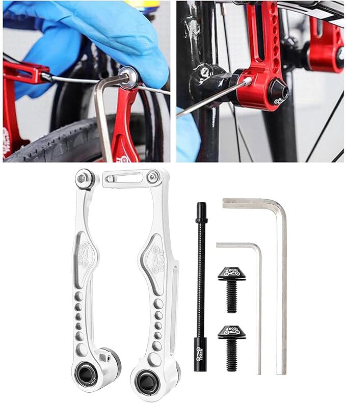 Linear Pull Bike V Brakes Front Rear Set Replacement Fit,Aluminum Alloy V-Type Bike Brake Set for Road Bike Bike BMX Repairing Accessories