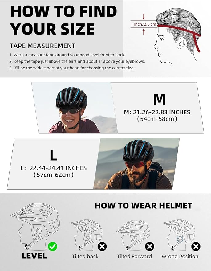 Shinmax Bike Helmet with USB Rechargeable Light & Detachable Magnetic Goggles UV Protective, Bicycle Helmet Men Women Mountain Road Adjustable Adult Cycling Helmet (WT-049)