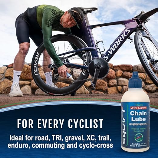 Squirt Chain Lube for Bikes 120 ml – Long-Lasting Lubricant for All Bike Chains – All-Weather Dry Bike Chain Lube to Reduce Noise & Chainsuck – Bicycle Tools & Maintenance Aid