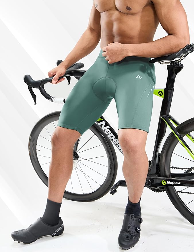 Nepest Men's Bike Shorts 4D Padded Cycling Road Biking Riding Biker Bicycle Mountain Cycle Shorts Zipper Pockets