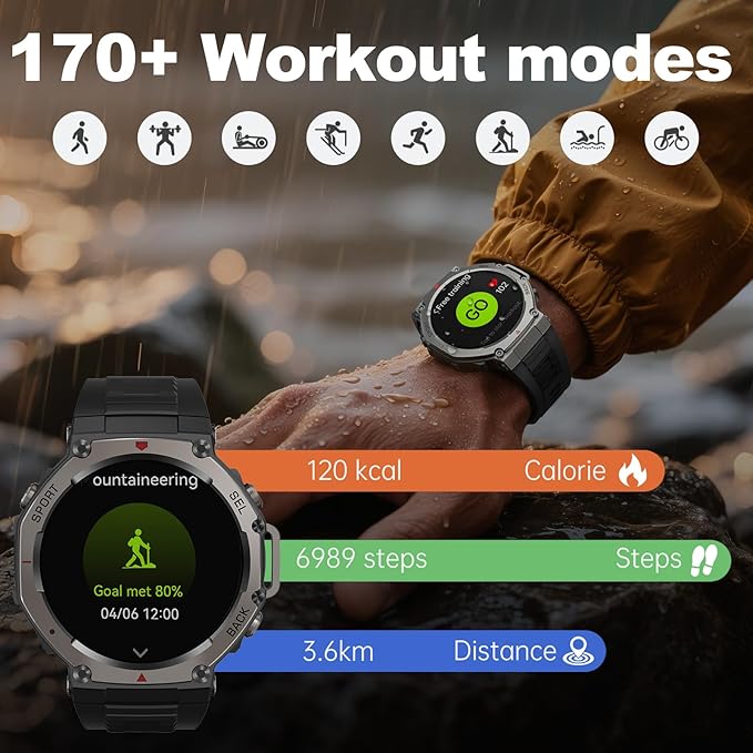 GPS Smart Watches for Men, Full Metal Body, 1.43" Display, 60 Days Battery, Answer/Make Call, Fitness Tracker with Heart Rate/SpO₂, 5ATM Waterproof, Compass/Altimeter SmartWatch for Android & iPhone.