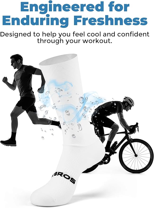 ROCKBROS Cycling Socks with Breathable Mesh, Moisture-Wicking & Odor-Resistant for Men & Women, Anti-Slip Silicone Grip