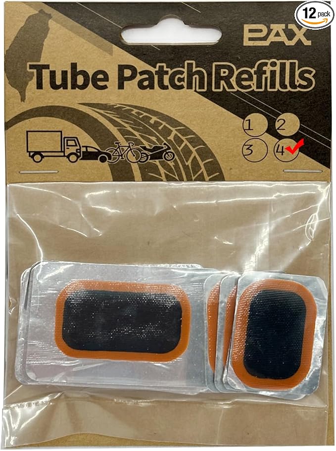 PAX 12 Pcs Inner Tube Patch Refills, 4 Pcs X 24x41mm/ 24x35mm/ 34x52mm. Puncture Flat Tire Repair Patch Kit for Bicycle, Motorcycle, Scooter, BMX, ATVs, River Floating, Inflatable Rubber