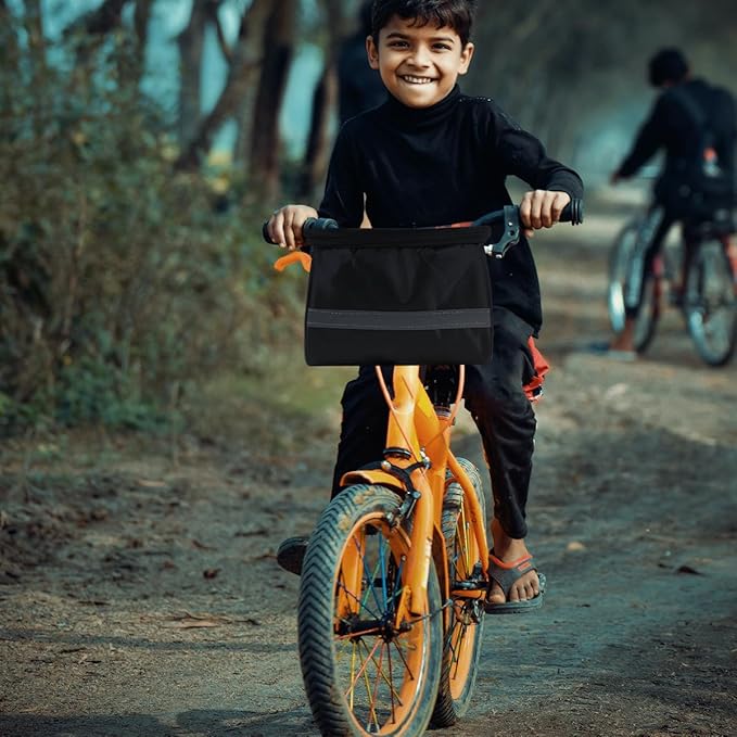 BESTonZON Bike Handlebar Bag and Front Frame Bag Black, Waterproof Cycling Pouch with Multiple Compartments for Road and Foldable Bikes, Convenient Storage for Commuting and Outdoor Riding