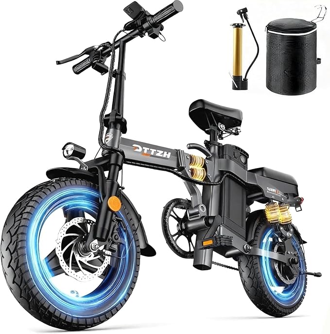 A12 Foldable Ebike for Adults, 2000W/1000W, 40/28MPH, 52V 25Ah, 48V 15Ah, Keyless Ignition, 60-80 Miles Range Folding Electric Bike, 14" Commuter Adult Electric Bicycle, UL2849 Certified E Bike