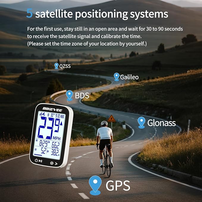 Bike Speedometer GPS Wireless Cycling Computer – Auto Start/Stop, Auto Backlight, Waterproof Bicycle Odometer MPH KM/H, 2.4" LCD Display