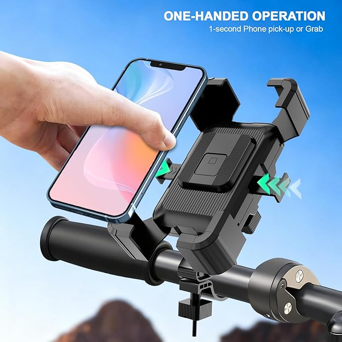 Bike Phone Mount Holder, Motorcycle Phone Mount, 3rd-Gen Anti Vibration for Scooter, E-Bicycle, Durable Phone Holder Handlebar[1s Release] Suitable for Smartphones 4.7-7.1",