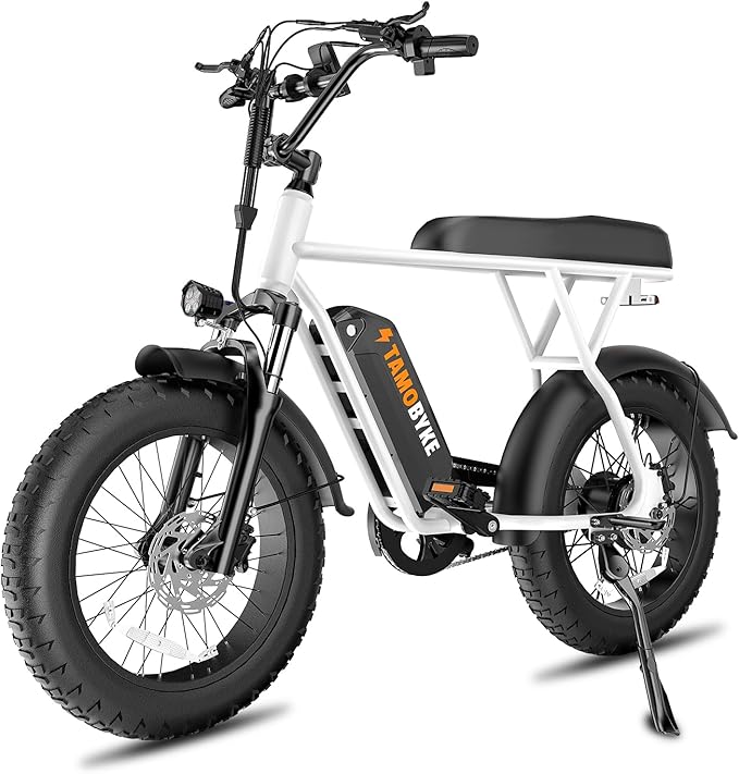 T63 Multi-Color Electric Bike for Adults & Teens, 1000W Peak Motor, 20MPH 468Wh Remove Battery,20"x4"Fat Tire Ebike, Moped Style Comfortable Electric Bikes,Long Seat E Bikes for All-Terrain