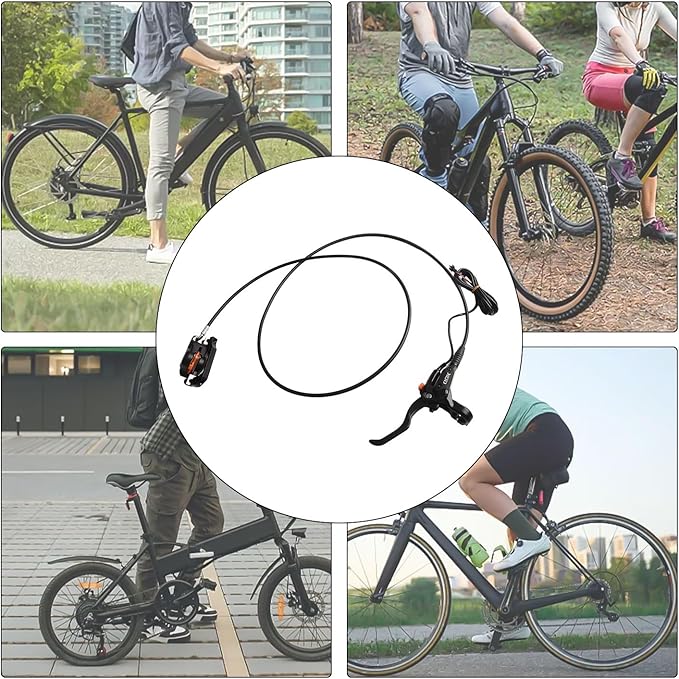 E-Bike Hydraulic Disc Brake Set Electric Power Control Shifter, Aluminum Front 140/160mm Rear 160/180mm Brake Rotors, Left/Right-Front/Rear Braking Direction For Scooter And Motorcycle(front+rear)