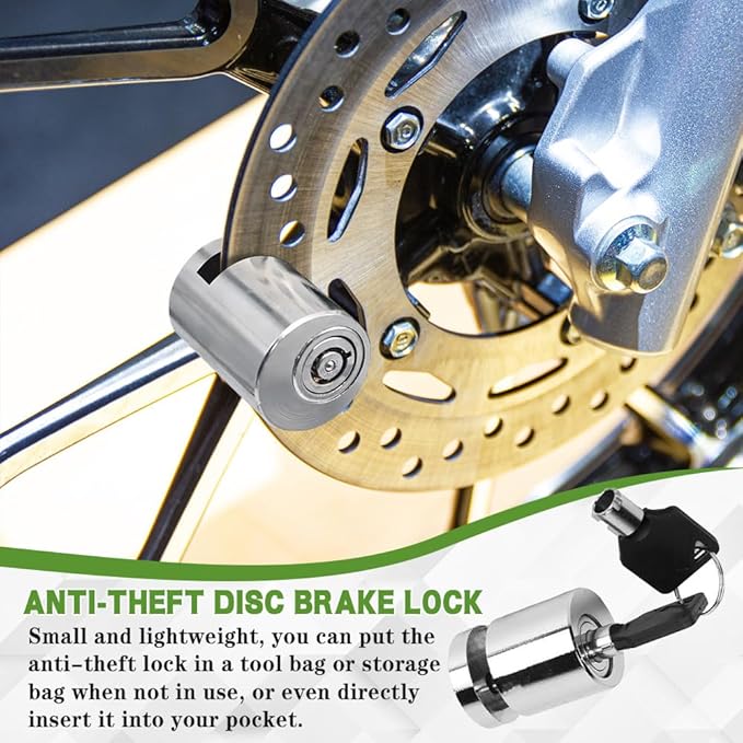 Motorcycle Disc Brake Lock, Motorcycle Locks Anti Theft, Motorbike Safety Anti-Theft Wheel Disk Lock with Two Keys, Heavy Duty Alloy Steel Brake Padlock for Bicycle Electromobile Road Cycle