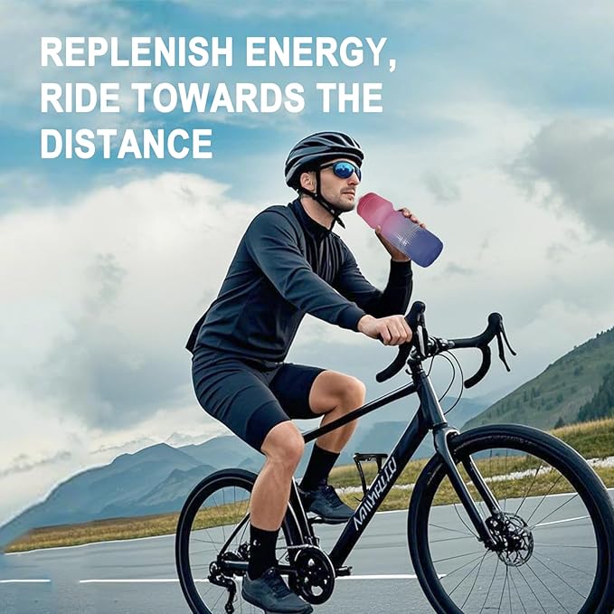 GEMFUL Biking Water Bottles BPA Free 24oz Cycling Bottle Squeeze Leak-Proof for Road Bike Bicycle Commuting Gym MTB (Black White)