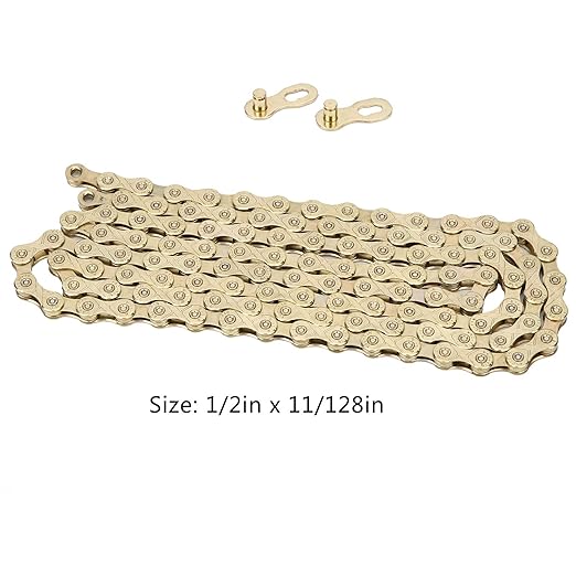F10 Mountain Road Folding Bike Chain Steel 10 Speed Wearresistant Installation Chain for Beginner Bike (Silver) (Gold