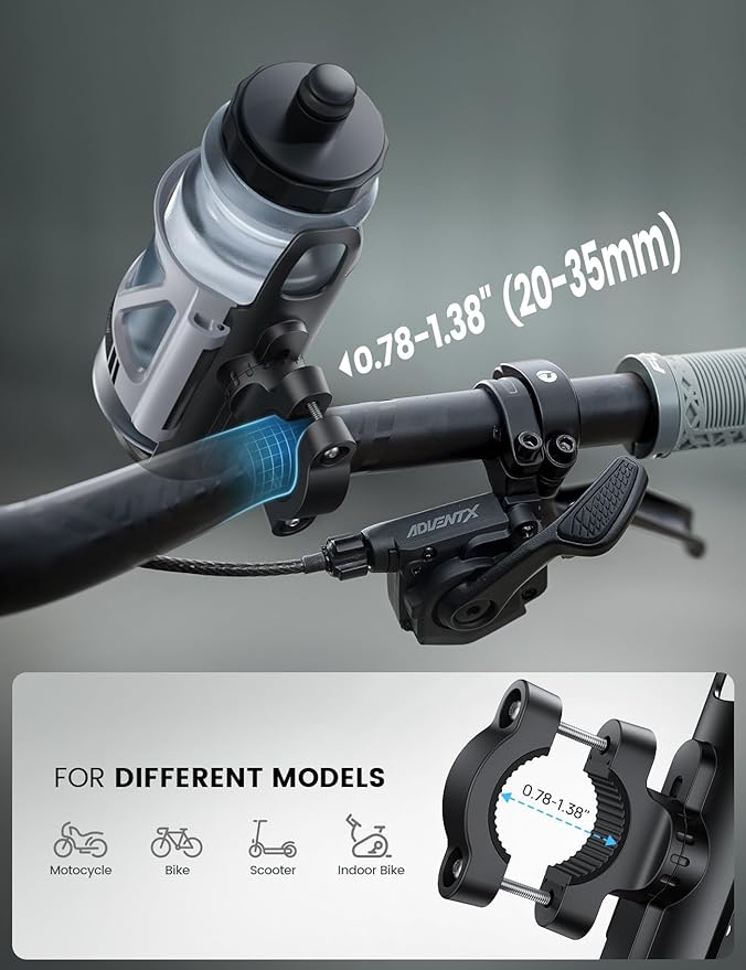 Lamicall Bike Water Bottle Holder - [Tracker Storage] [for Handlebar & Frame] Bike Cup Holder, Bicycle Drink Cage, Cycling Water Bottle Cage with Screws Tool, Gifts for 2.28-3.39" Diameter Bottles