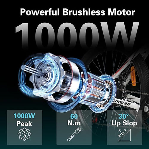 1000W Electric Bike for Adults 28MPH 540Wh Removable Battery 80 Miles Range 7-Speed Gears LCD Display UL 2849 Certified E Bike Electric Mountain Bike 26" Commuter Ebikes