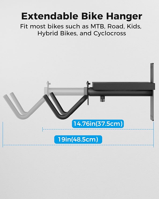 Bike Wall Mount, Bike Rack Garage Hanger, Bike Hanging Shelf, Store Your Helmet and Bike, for Garage and Home