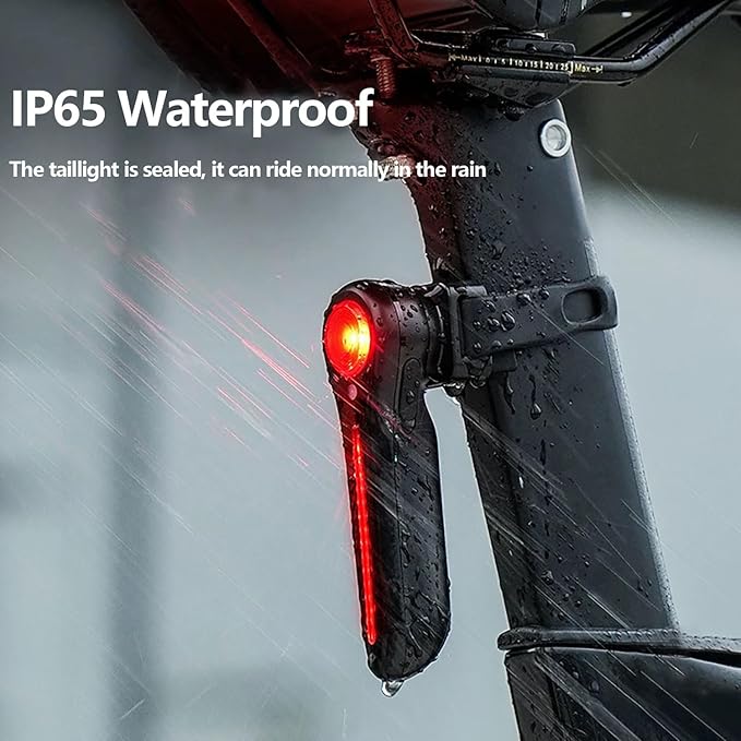 Smart Bike Tail Light,120 Lumen Bicycle Tail Light. Brake Sensing Rear Lights, Auto On/Off, Waterproof, USB Rechargeable, Ultra Bright LED Warning Back Bicycle Flashlight, Cycling Safety Accessories