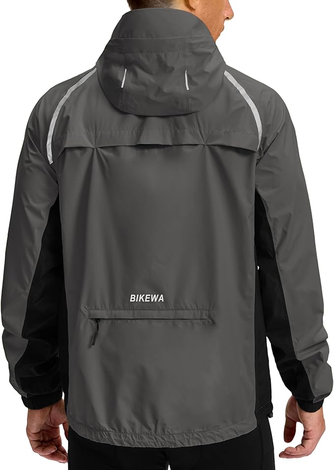 Bikewa Men's Cycling Rain Jackets Waterproof Running Bike Windbreaker Lightweight Packable Hooded Jacket