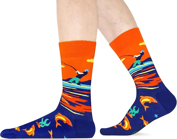 WeciBor Men's Dress Funny Crazy Colorful Novelty Combed Cotton Crew Socks 12 Pack - Size 7-10/10-13/13-15
