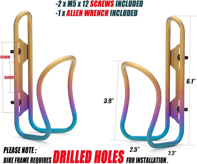 USHAKE Titanium Water Bottle Cages Bike MTB Water Bottle Holder Rainbow
