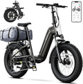 SISIGAD Folding Electric Bike for Adults, 1500W Peak Motor Ebike with 48V 15Ah Removable Battery, Max Range 60 Miles 28 MPH Commuter Foldable Ebike, 20" Fat Tire All Terrain E Bike