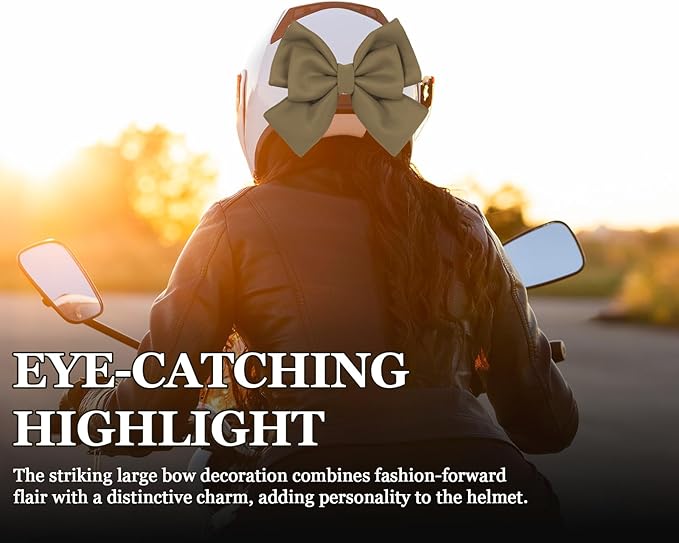 Bow Helmet Accessory, 8.07"x11.22" Stylish Motorcycle Helmet Bow Decoration for Women, Removable Cute Fashion Ribbon Bows Ornament for Motorcycle Scooter E-Bike Helmets (Coffee)