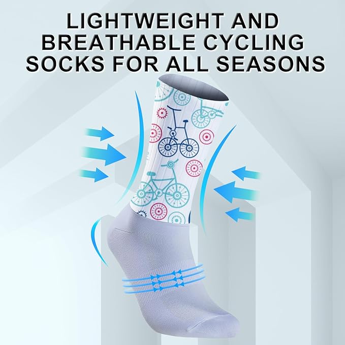 Cycling Socks Athletic Crew Socks Breathable Cushioned Compression Running Hiking Socks For Mens Womens