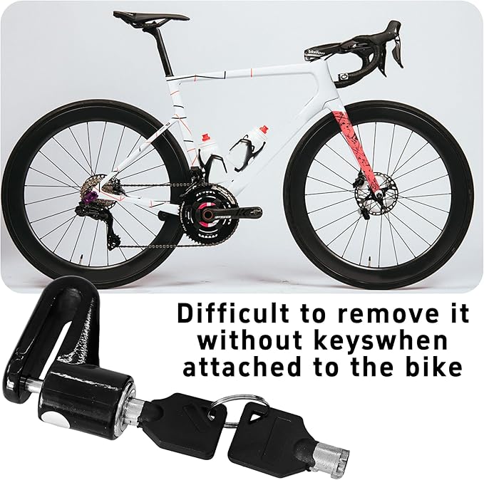 Heavy Duty Motorcycle Bike Disc Brake Lock, Anti-Theft Waterproof Wheel Lock Safety Disc Lock Padlock for Scooters and Mountain Road Cycling with Two Keys(Black)