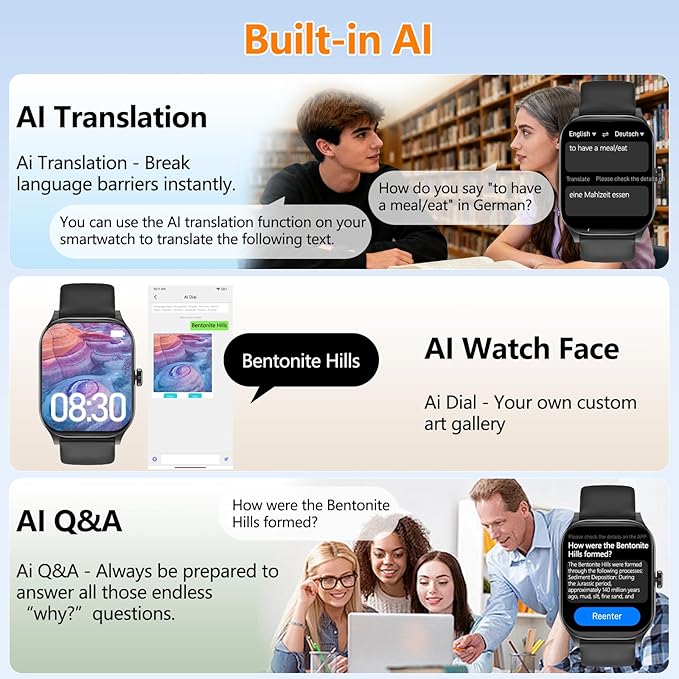 Smart Watch for Women Men with Text and Call, 2026 New AI Smartwatches with Heart Rate/SpO2/Sleep/Stress Monitor, 100+ Sports Modes, GPS Fitness Watches Compatible with iOS/Android
