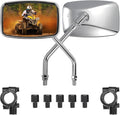 KEMIMOTO ATV Mirrors 8MM10MM Motorcycle Side Rearview Mirrors for 7/8" Handlebar Compatible with ATV Motorcycle Dirt Bike Scooter Snowmobile, Silver