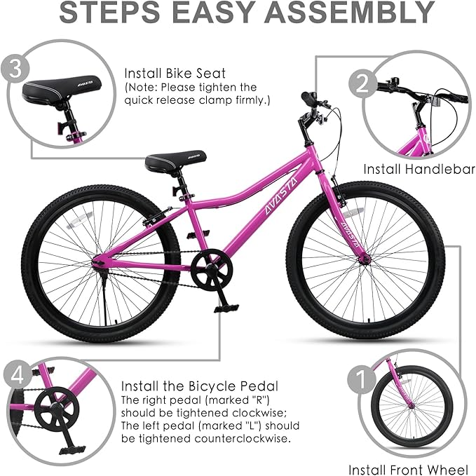 AVASTA Bilbo 18 20 24 Inch Kids Bike for Boys Girls 5-14 Years Old, Retro Style High Carbon Steel Bicycle with Adjustable Handlebars and Seat, Dual V-Brakes, Kickstand, Multiple Colors