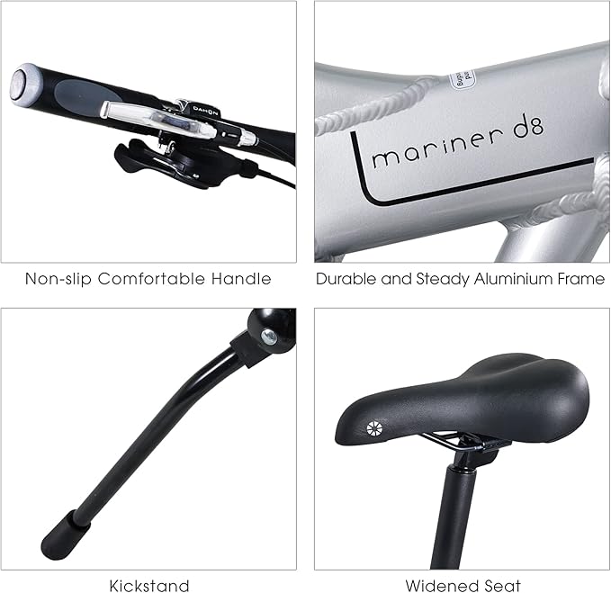 Dahon Mariner D8 Folding Bike, Lightweight Aluminum Frame; 8-Speed Gears; 20” Foldable Bicycle for Adults