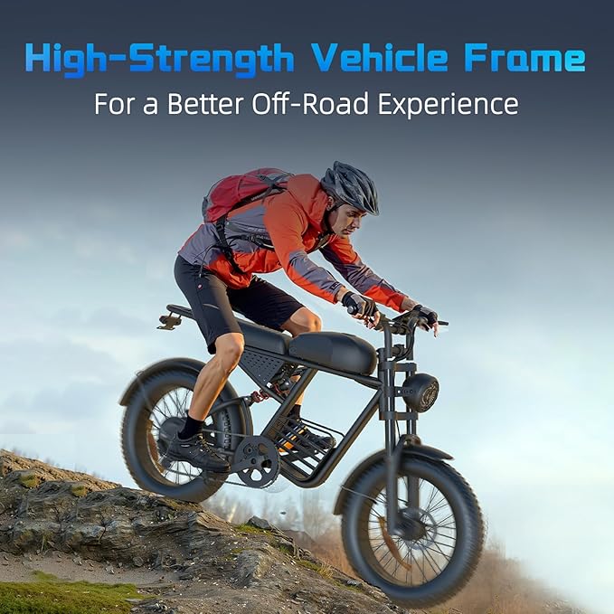 Electric Bike for Adults FX20, 3000/1500W, 37/35MPH Fast E-Bike, 48V 25Ah/18.9Ah Battery, 40-80 Miles Long Range Electric Motorcycle, 20" Fat Tire Dirt Bike, UL 2849 GCC All Terrain Mountain Snow