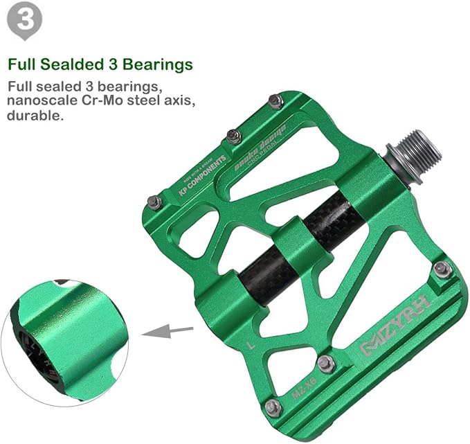 ThinkTop Mountain Bike Pedals MTB BMX Pedals Flats 9/16'' Sealed 3 Bearing Lightweight Aluminum Wider Platform Pedals for Road Bike Bicycle