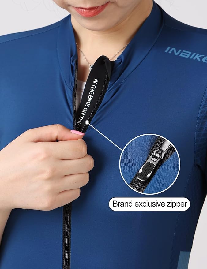 INBIKE Cycling Jersey Women Long Sleeves Bike Shirts with Pockets Quick Dry Bicycle Clothing for Road Biking Riding