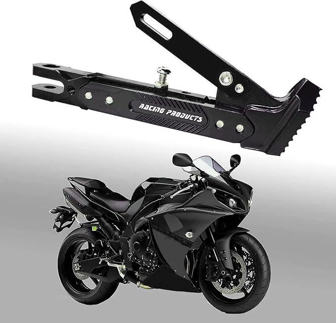 Motorcycle CNC Kickstand Adjust Tripod Holder Universal Aluminum Motor Scooter Modified Foot Side Stand Motorcycle Accessories (Black)