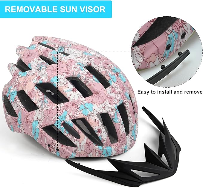Adult Bike Helmets, Adjustable Mens Womens Bicycle Helmet, Lightweight Road Mountain Cycling Safety Sports Helmets with Detachable Visor