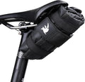 Rhinowalk Bike Tool Storage Bag with Elastic Straps Foldable Bicycle Repair Tool Pouch for Top Tube, Frame Triangle or Saddle Mount Multi-Compartment Design for Tire Repair Kits & Gear (Black)