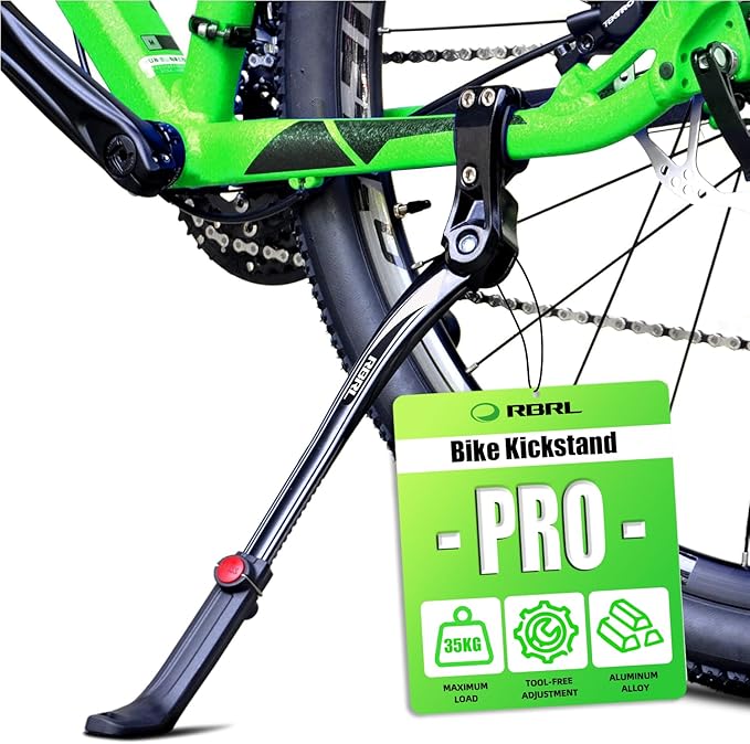 RBRL Bike Kickstand Adjustable, Rear Side Bicycle Kick Stand Suitable for 24-29 inch Bicycles, Aluminum Alloy Bicycle Kickstand for Mountain Bike/Road Bike/BMX/MTB