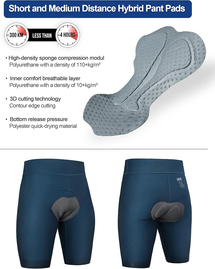 LAMEDA Padded Bike Shorts for Men Breathable Cycling Shorts with Padding Moisture-Absorbing Bicycle Shorts for Biking Road